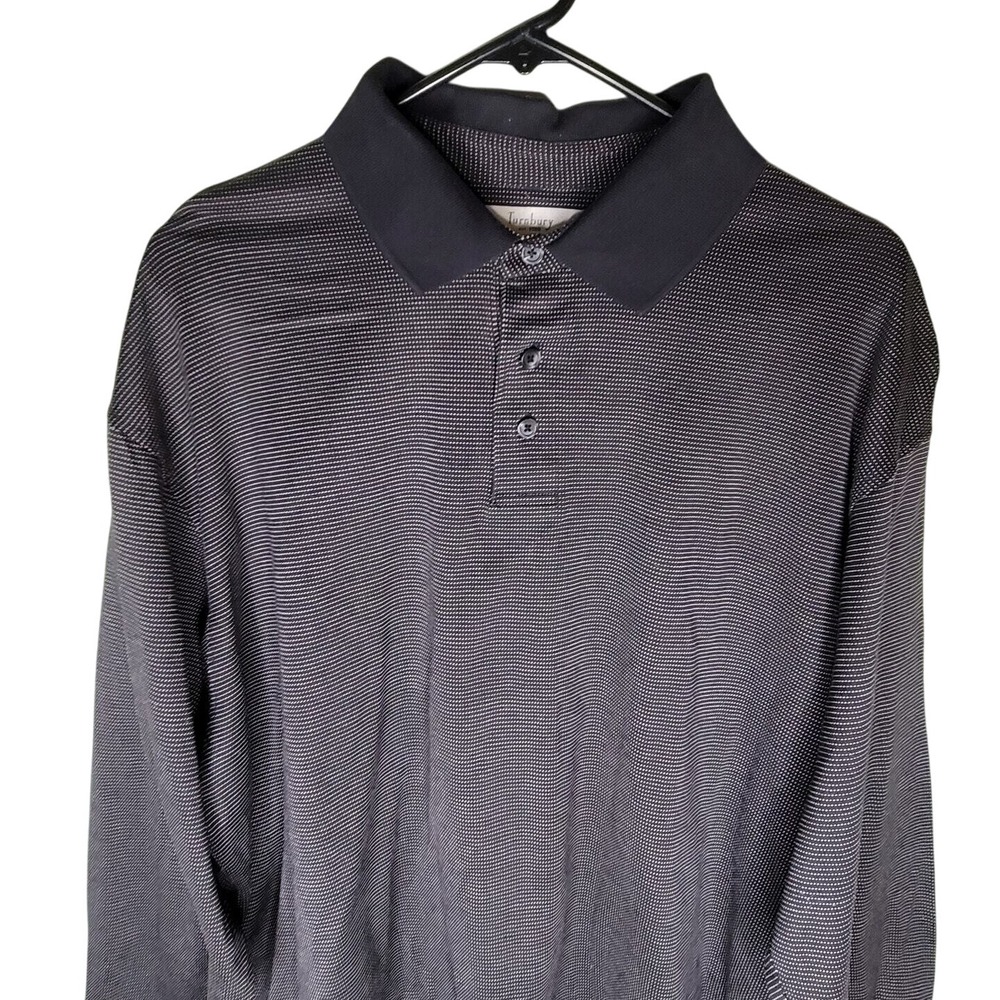 Turnbury Polo Shirt XL Black Long Sleeve Golf Casual Pullover Polka Dot Preppy